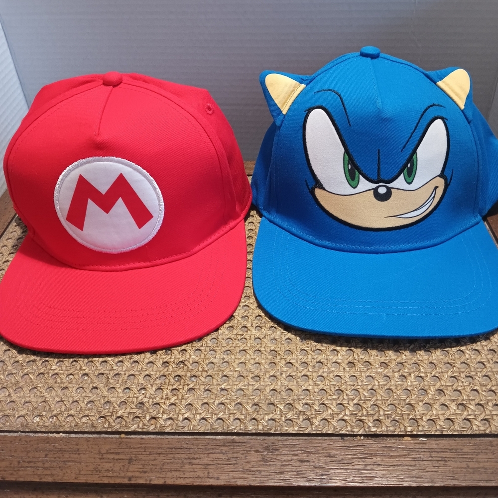 NWT Super Mario And Sonic Hats